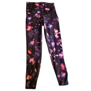 All In Motion Leggings Dark Floral Keyhole High Rise Twist Girls Large 10/12